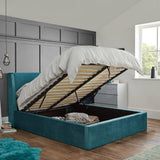 Teal velvet king size ottoman bed frame - Laura James 