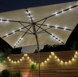 Outlet - Premium Cantilever 2.4M Round Parasol - Led Lights - Cream
