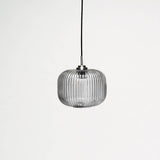 Smoked Fluted Glass and Chrome Pendant Light