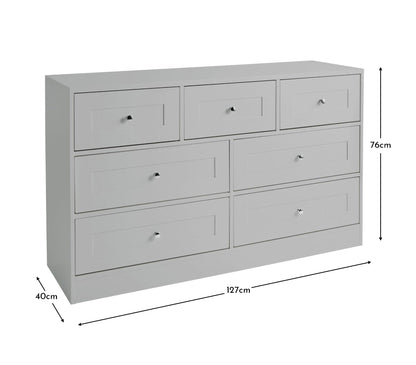 Stevie 7 Drawer Chest of Drawers  - Grey