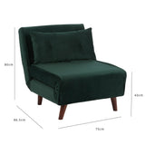 Una single sofa bed - green - velvet - Laura James