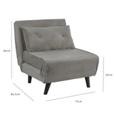 Una single sofa bed - grey - velvet - Laura James