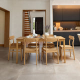 Paul Pale Oak Large  Extending Dining Table Set - 6 Seater - Faye Wooden Pale Oak Dining Chairs - Laura James 