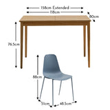 Paul Whitewash Extendable Dining Table Set - 4 Seater - Wren Blue Dining Chairs - Laura James 