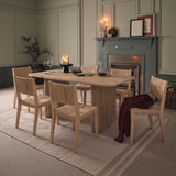 Orla 180cm Limewash Dining Table Set - 6 Seater - Dinah Natural String Dining Chairs - Whitewash Oak Legs- Laura James 