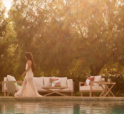 Saffron Brushed Light Acacia Garden Chair - Set of 2 - Beige/Paprika