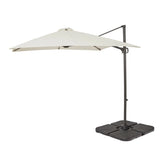 Square 2.4m Cream LED Cantilever Parasol with 80kg Quartered Parasol Base - Black Plastic - Laura James