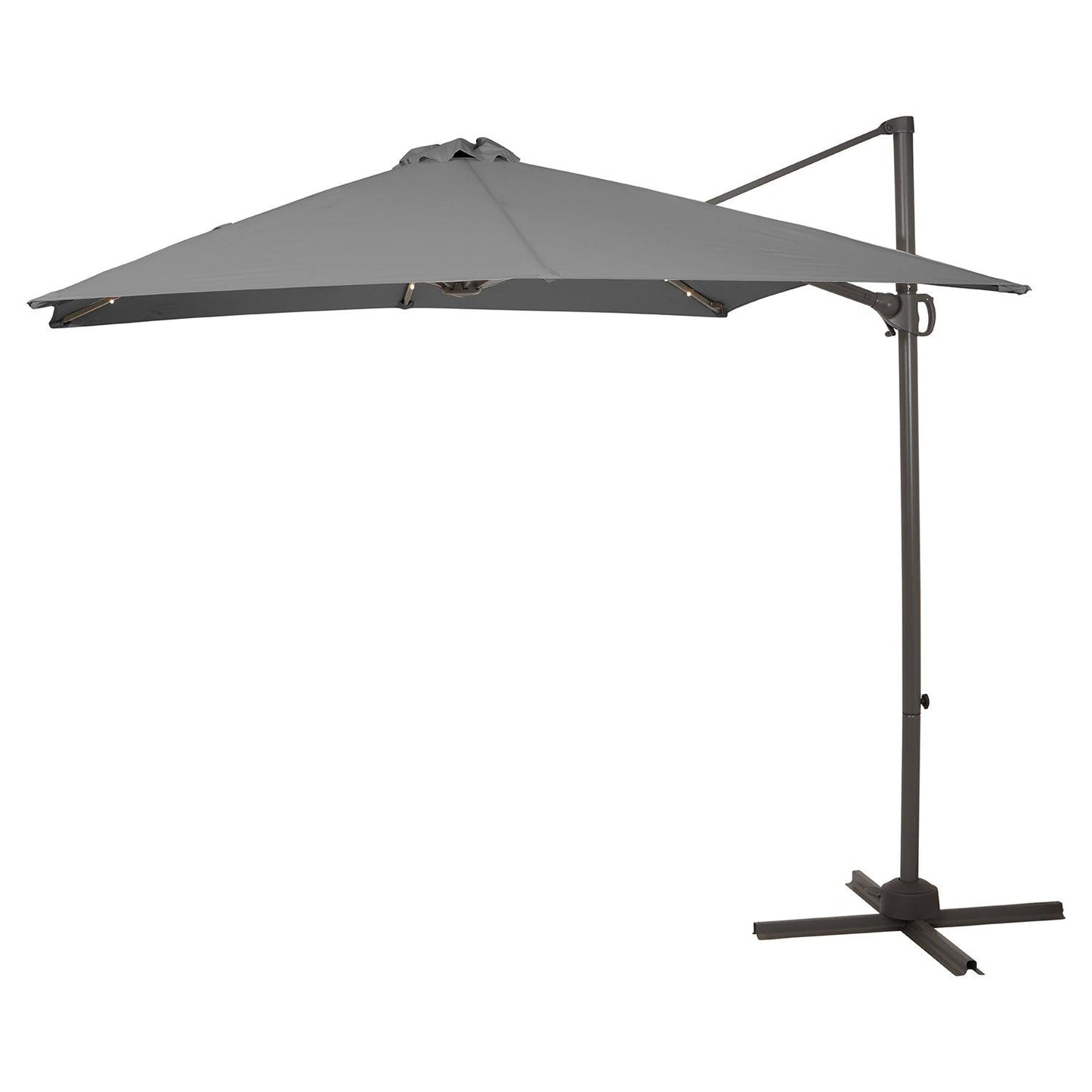 Grey LED Parasol - 2.4m Square with Raincover - Laura James