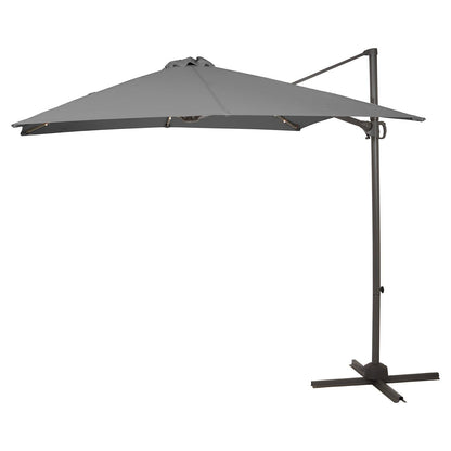 Grey LED Parasol - 2.4m Square with Raincover - Laura James