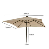 Premium Square 2 x 2m Parasol Cream - Laura James