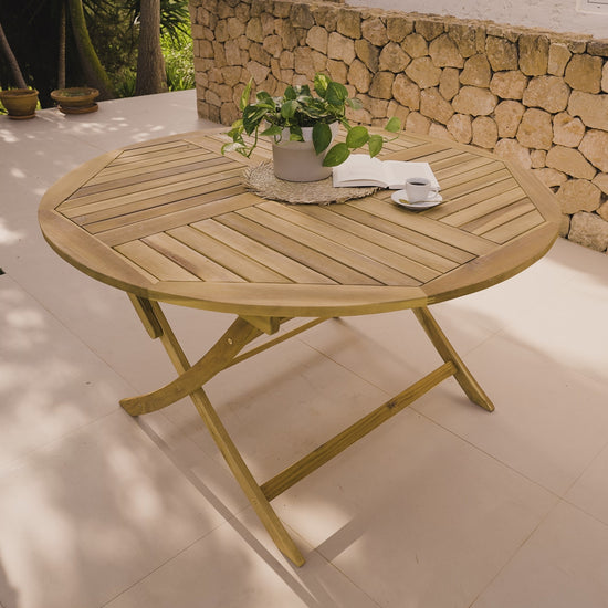 Ashby 6 Seater Wooden Round Folding Garden Dining Table - 130cm