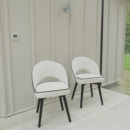 Marilyn Ivory Dining Chairs - Set of 2 - Black Oak Legs - Laura James