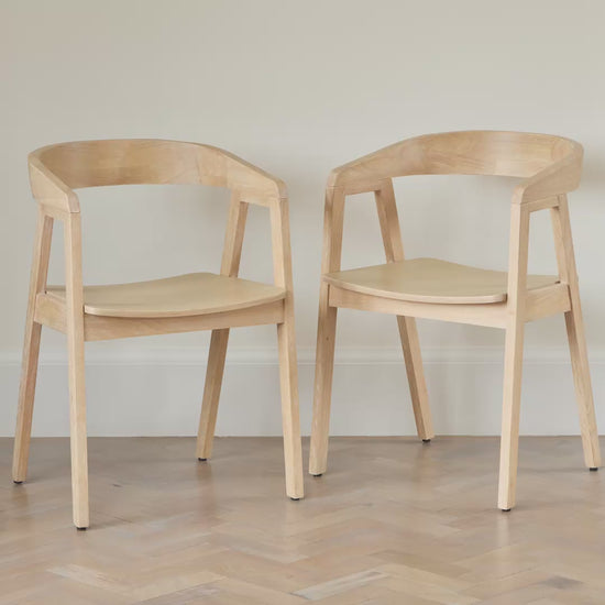 Ella Carver Chair - Set of 2 - Whitewash Oak - Laura James