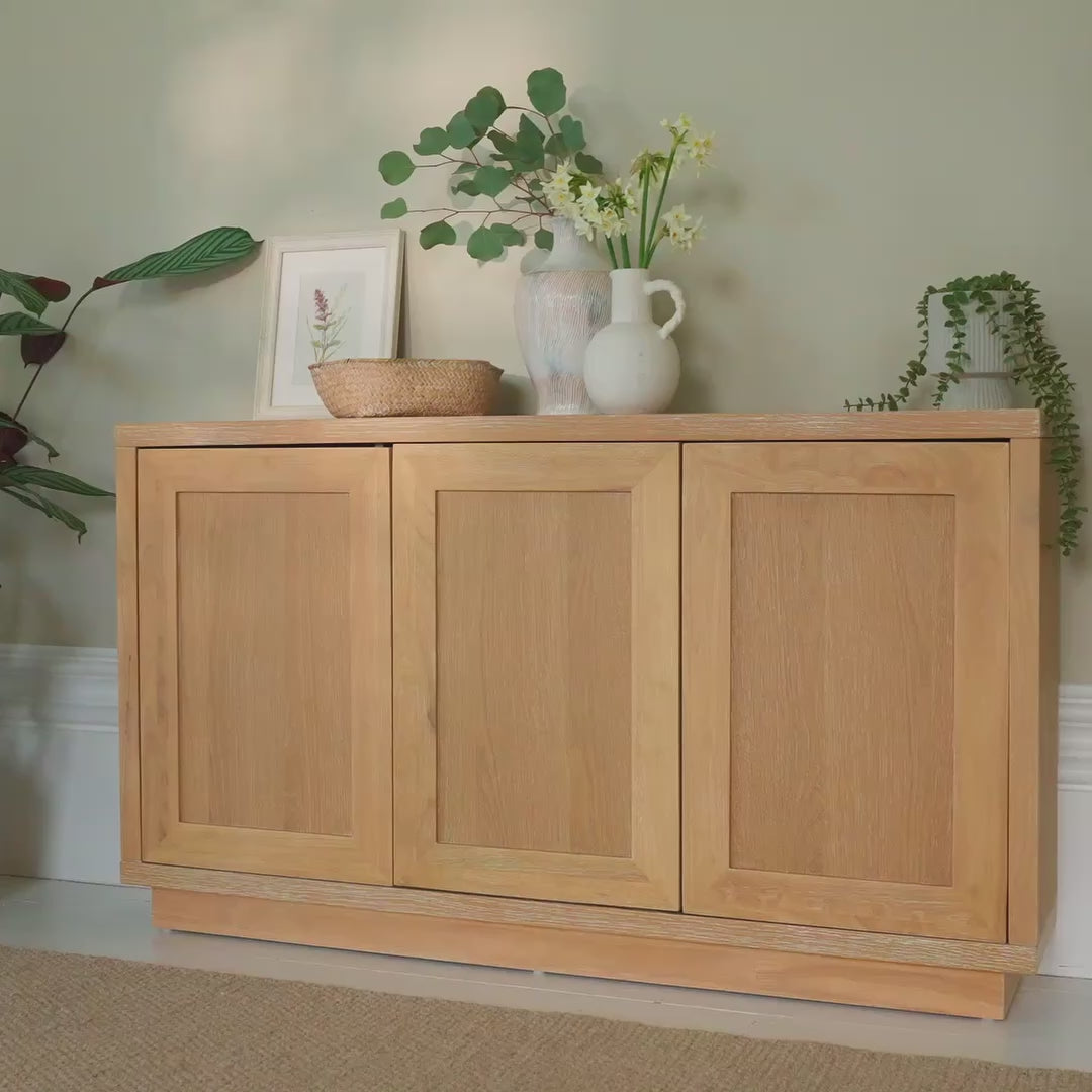 Astrid 3 Door Large Sideboard - Whitewash Oak - Laura James