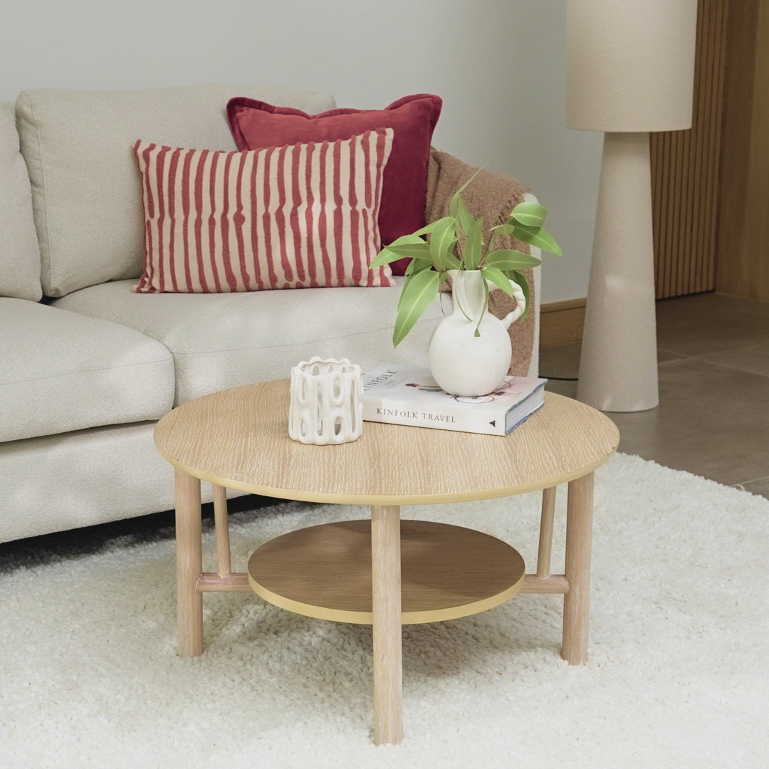 Carter Whitewash Oak Coffee Table - Laura James