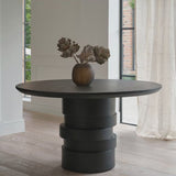 Adam 135cm Jet Black Mango Wood Round Dining Table - Laura James  