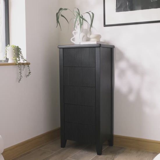 Raleigh 5 Drawer Tallboy - Black - Laura James 