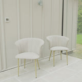 Cleo Beige Velvet Dining Chairs with Gold Legs - Set Of 2 - Laura James 