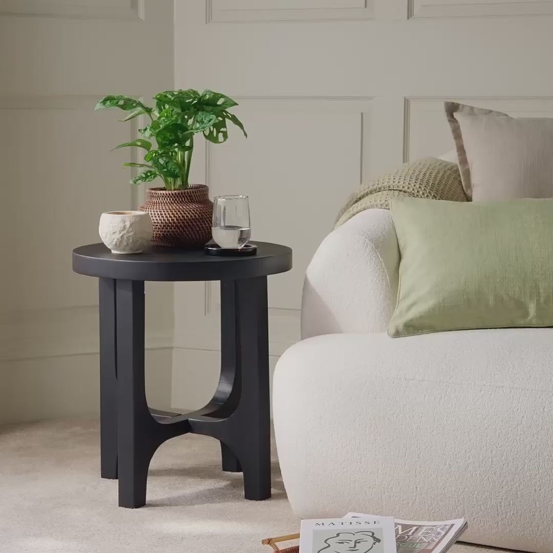 Jade Round Side Table - Jet Black Acacia - Laura James
