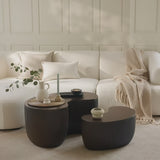 Sohan 61cm with 84cm Kidney Concrete Coffee Table - Lava Black - Laura James