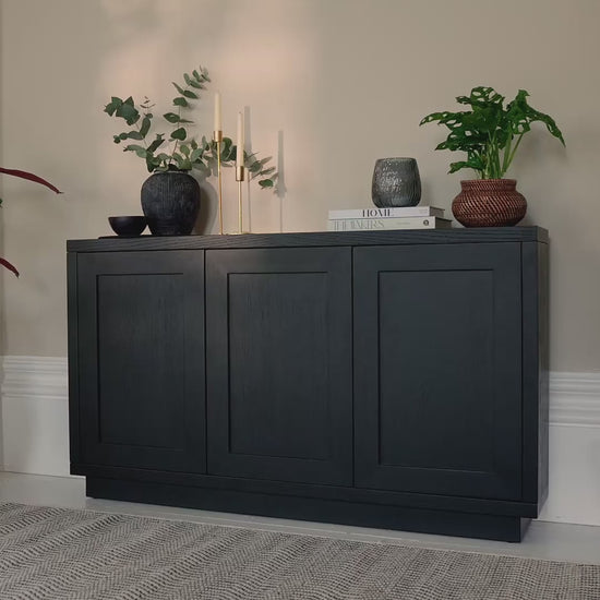 Astrid 3 Door Large Sideboard - Black Oak - Laura James