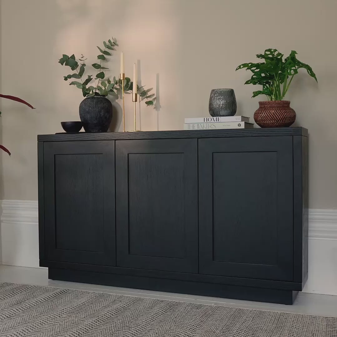 Astrid 3 Door Large Sideboard - Black Oak - Laura James