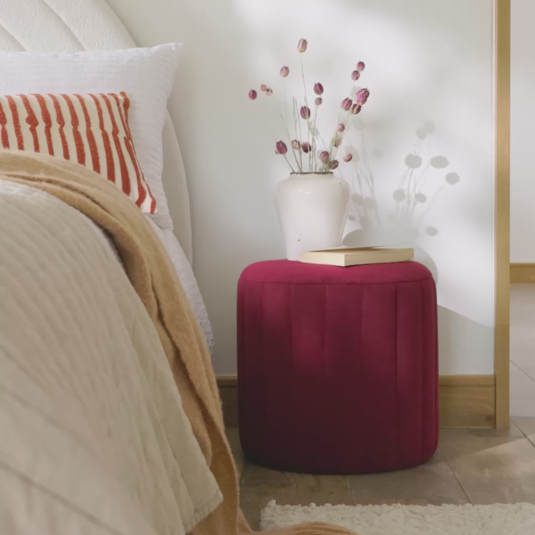 Penelope Drum Stool - Burgundy Red - Laura James 