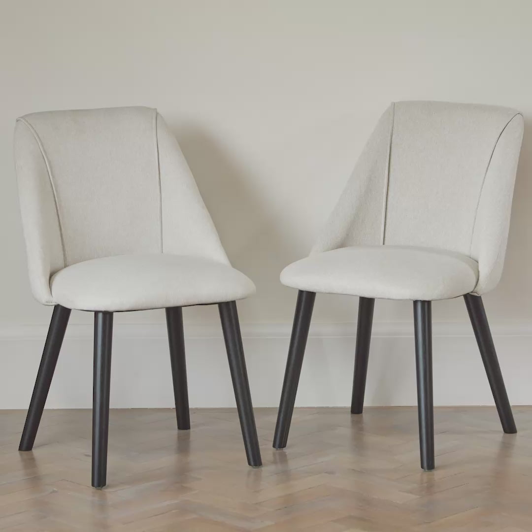 Freya Dining Chairs Sand With Black Oak Legs - Set Of 2 - Laura James 