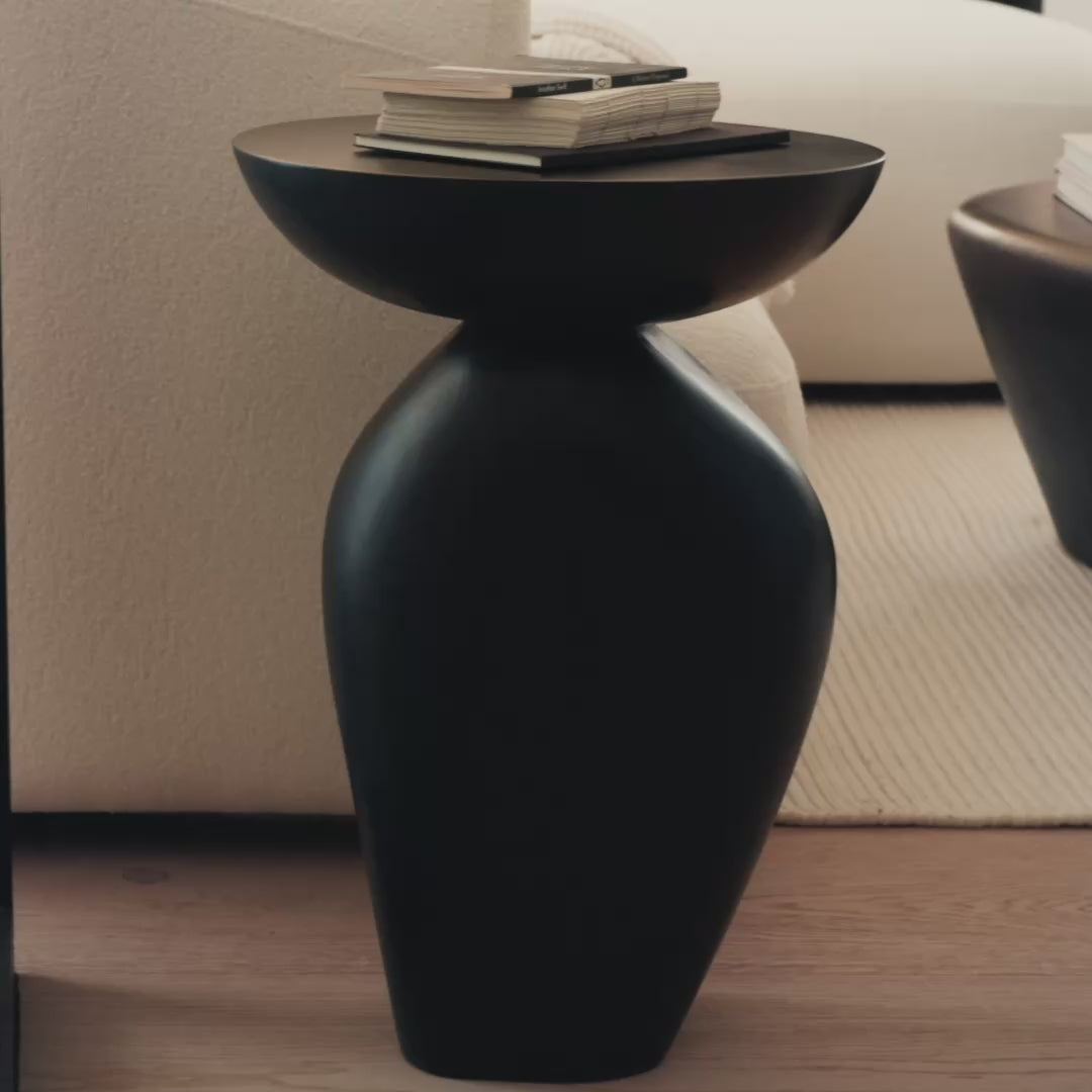 Alder 35cm Coffee Brown Mango Wood Side Table - Laura James 