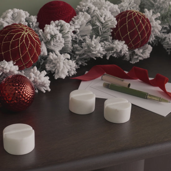 Tiree 4cm Marble Circle Name Placeholder - Set of 4 - White Marble - Laura James 
