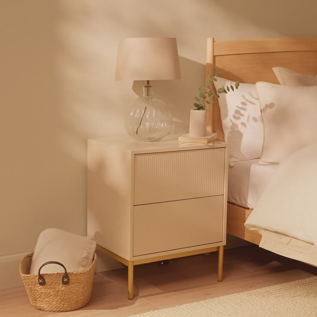 Luella 50cm 2 Drawer Bedside Table - Taupe - Laura James