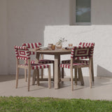 Shiro 4 Seater Round Wooden Garden Dining Set with Saffron Paprika/Beige Dining Chairs - Laura James