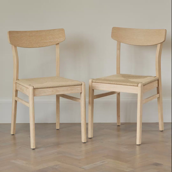 Faye Whitewash Oak Dining Chairs - Set of 2 - Laura James 
