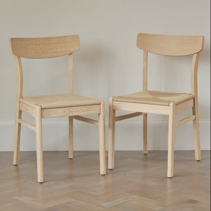 Faye Whitewash Oak Dining Chairs - Set of 2 - Laura James 