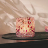 Lazio 10cm Glass Candle Holder - Paprika & Blush Pink Confetti