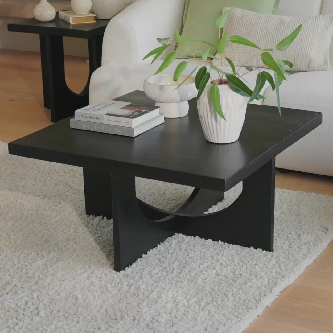 Ethan Mango Wood Square Coffee Table - Jet Black - Laura James