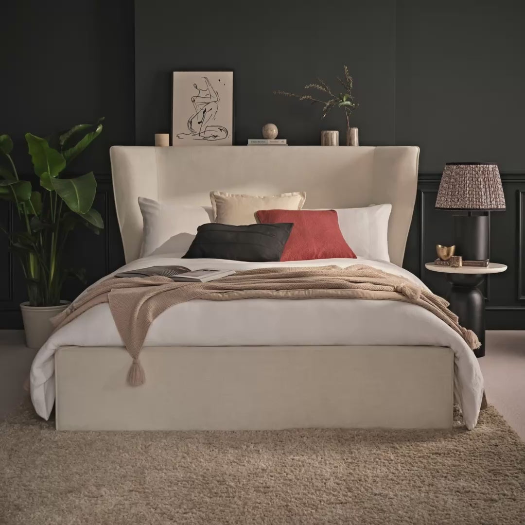 Torin Double Ottoman Bed - Oyster White - Laura James 