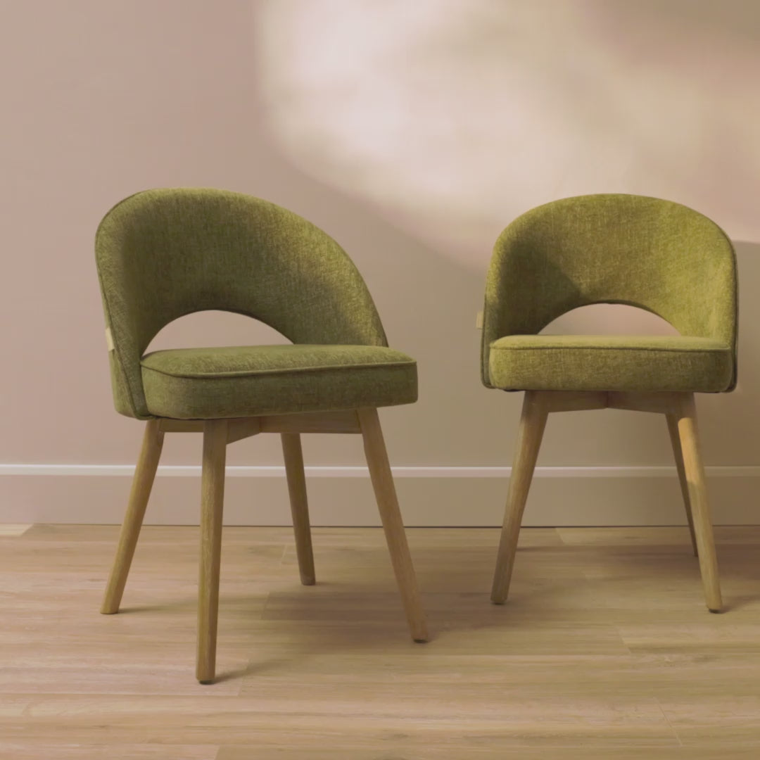 Marilyn Green Dining Chair - Set of 2 - Whitewash Legs - Laura James