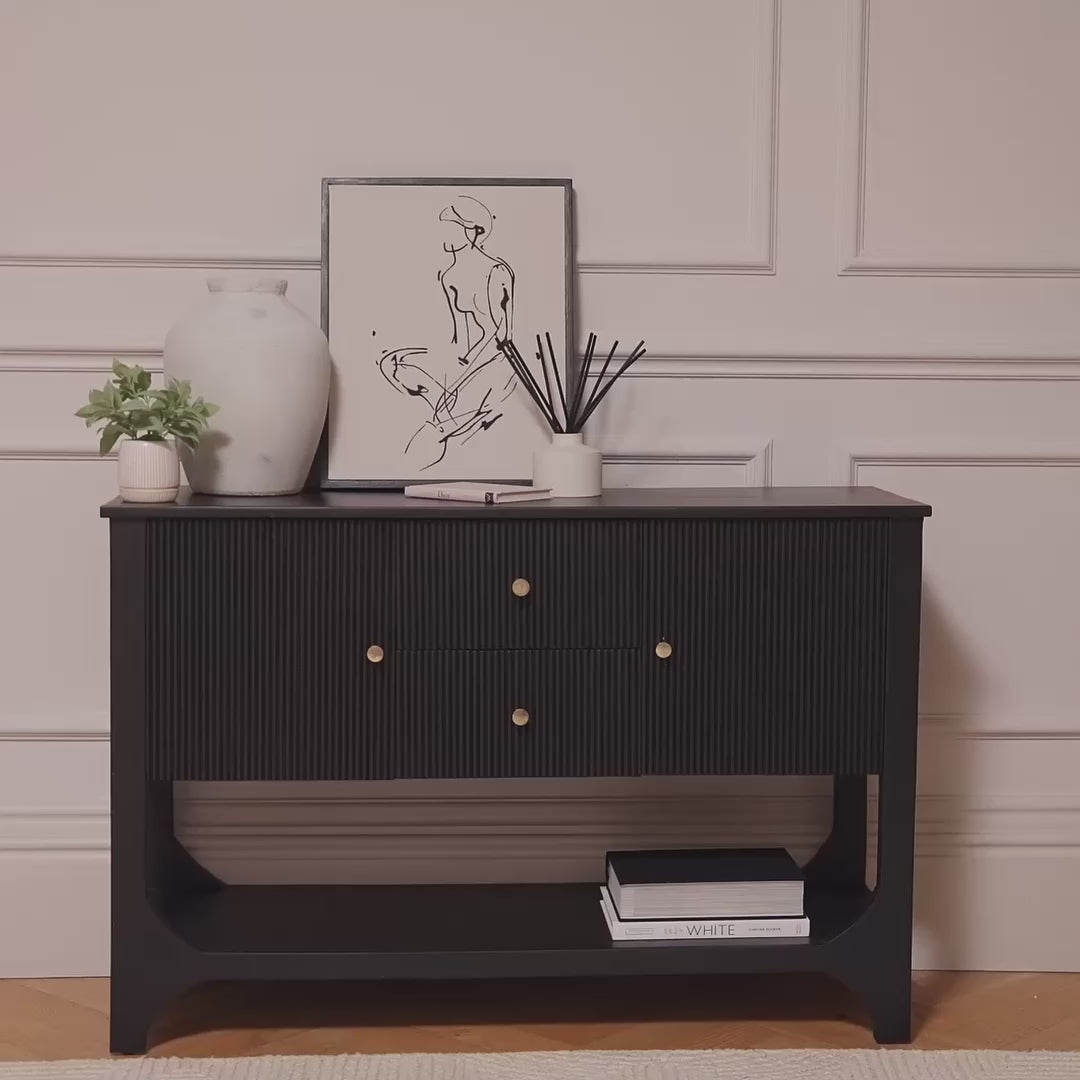 Jade 2 Door 2 Drawer Sideboard - Jet Black Mango Wood - Laura James
