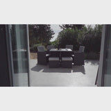 Cube 8 Seater Rattan Outdoor Dining Set with Grey Parasol- Black Weave Polywood Top