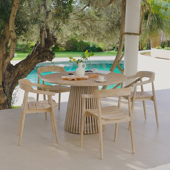 Willow 4 Seater Round Garden Dining Set with Elowen Chairs - Laura James