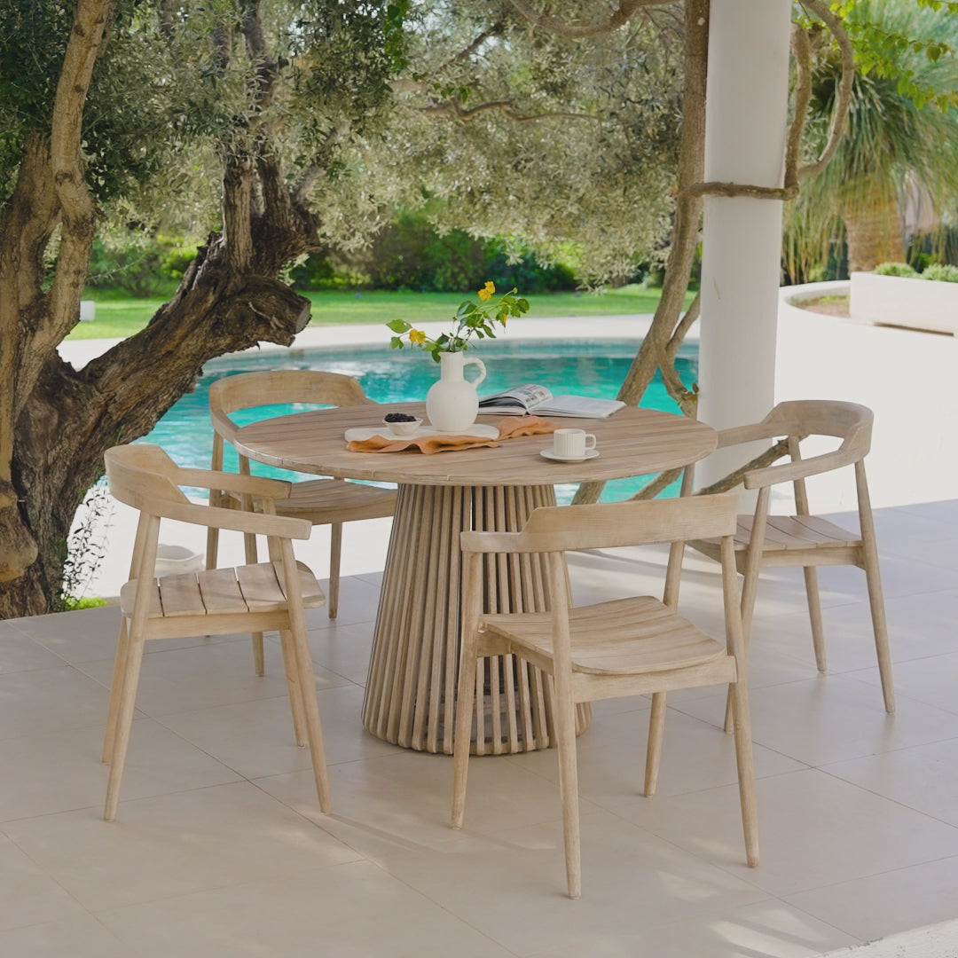 Willow 4 Seater Round Garden Dining Set with Elowen Chairs - Laura James