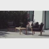 Eaden Rope Garden Conversation Set with Grey Lean Over Parasol - Black
