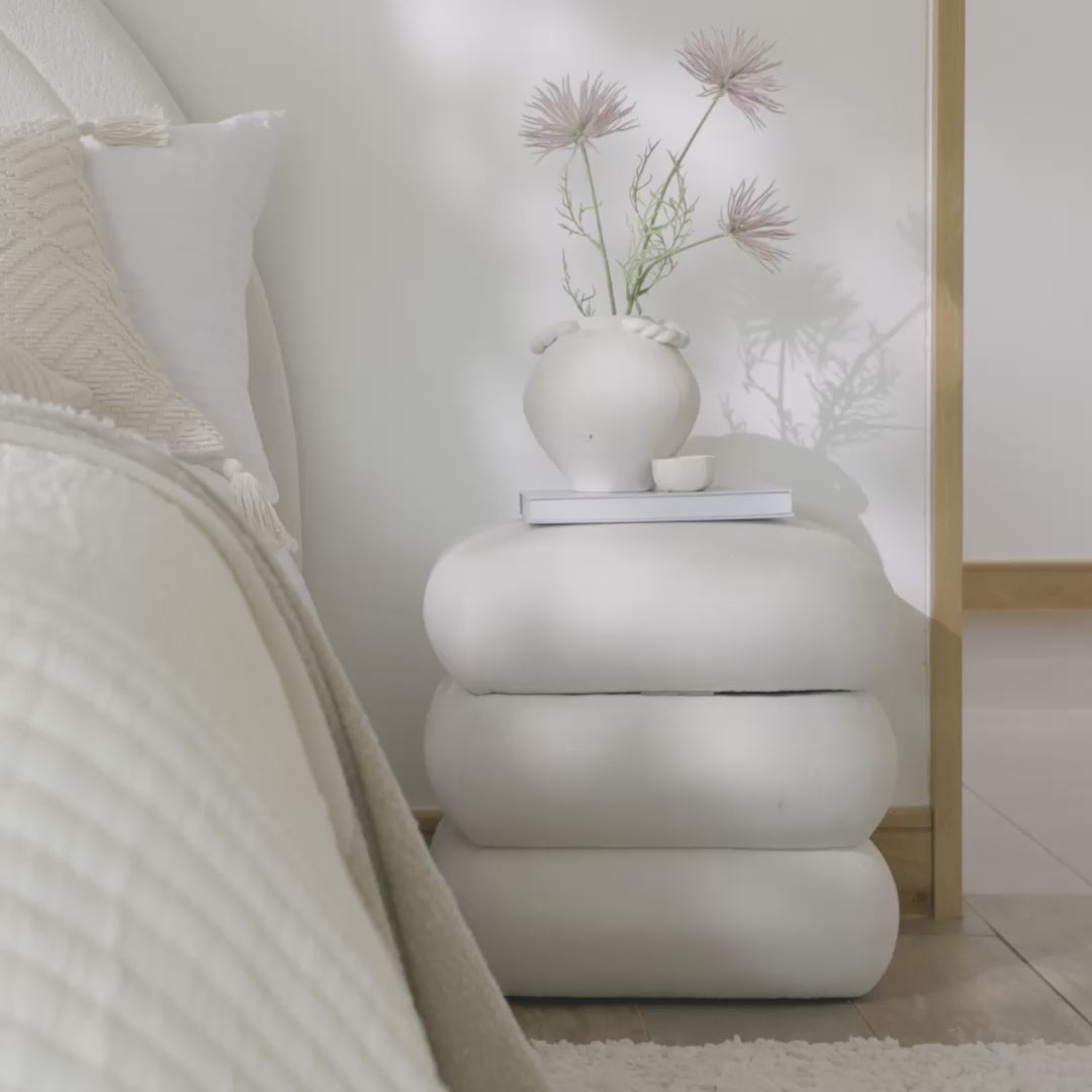 Fleur 45cm Footstool - Ivory - Laura James 