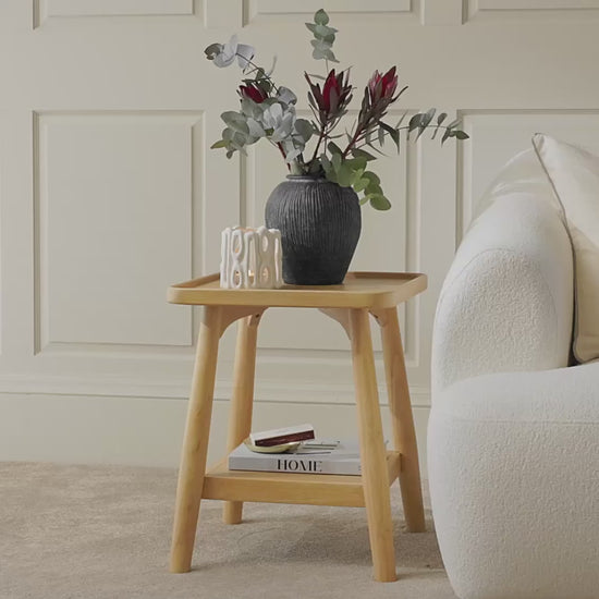 Tilly 40cm Square Side Table - Whitewash Oak - Laura James