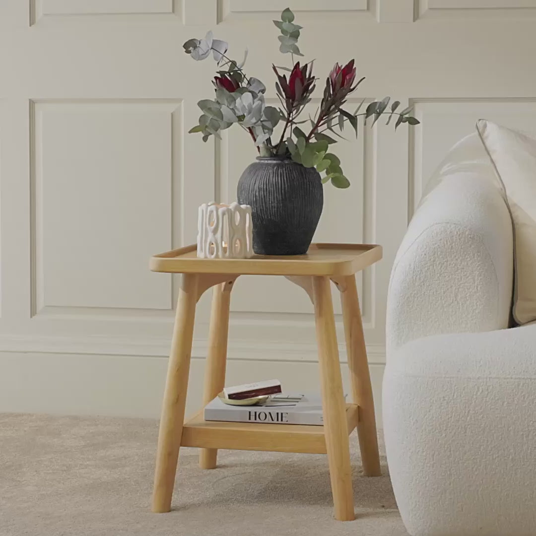 Tilly 40cm Square Side Table - Whitewash Oak - Laura James