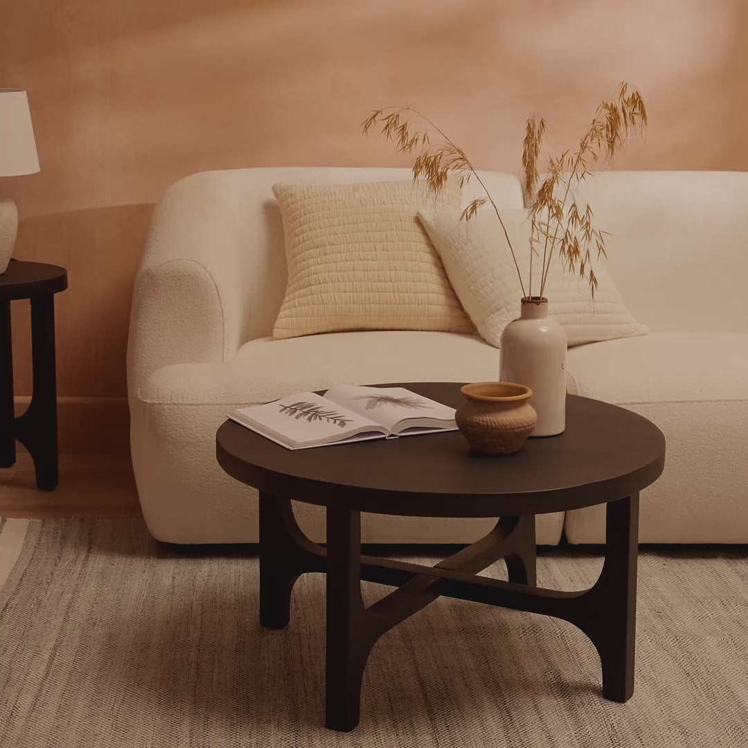 Jade Jet Black Mango Wood Round Coffee Table - Laura James
