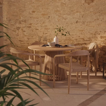 Willow 4 Seater Round Garden Dining Set with Sasha Chairs - Sand Rope - Laura James