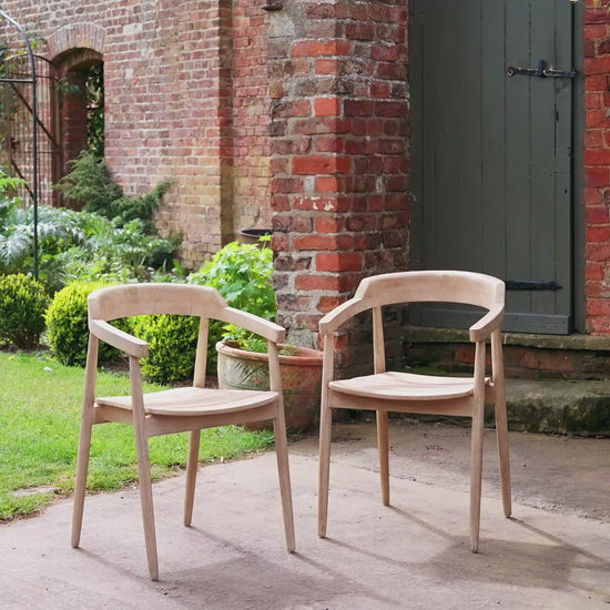 Elowen Light Brushed Acacia Garden Chairs - Set of 2 - Laura James