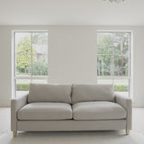Ava 3 Seater Sofa - Soft Beige with Pale Oak Legs - Laura James 